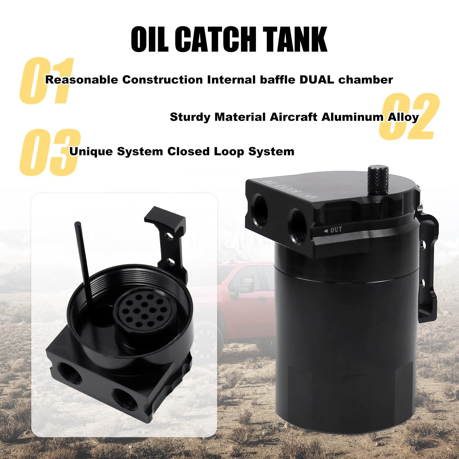 RULLINE Oil Catch Can Compatible with 2014-2018 Chevy Silverado 1500 Basic