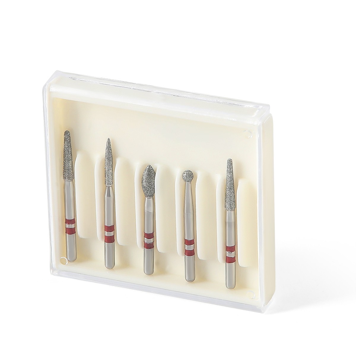 5pcs Dental Diamond Zirconia Cutting Burs Kit FG 1.6mm Fit High Speed Handpiece