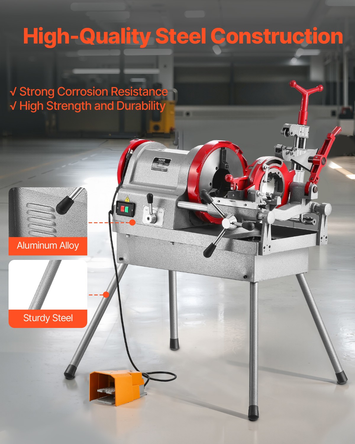 VEVOR Electric Pipe Threader Machine 750W 28RPM Cutter for 1/2″ to 2″ Pipes