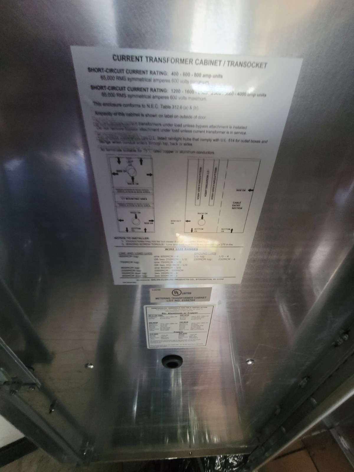 Milbank WEM-1204-13PM 1200A 3/4W 3R Transformer Cabinet 3R W/ 3 Phase Meter