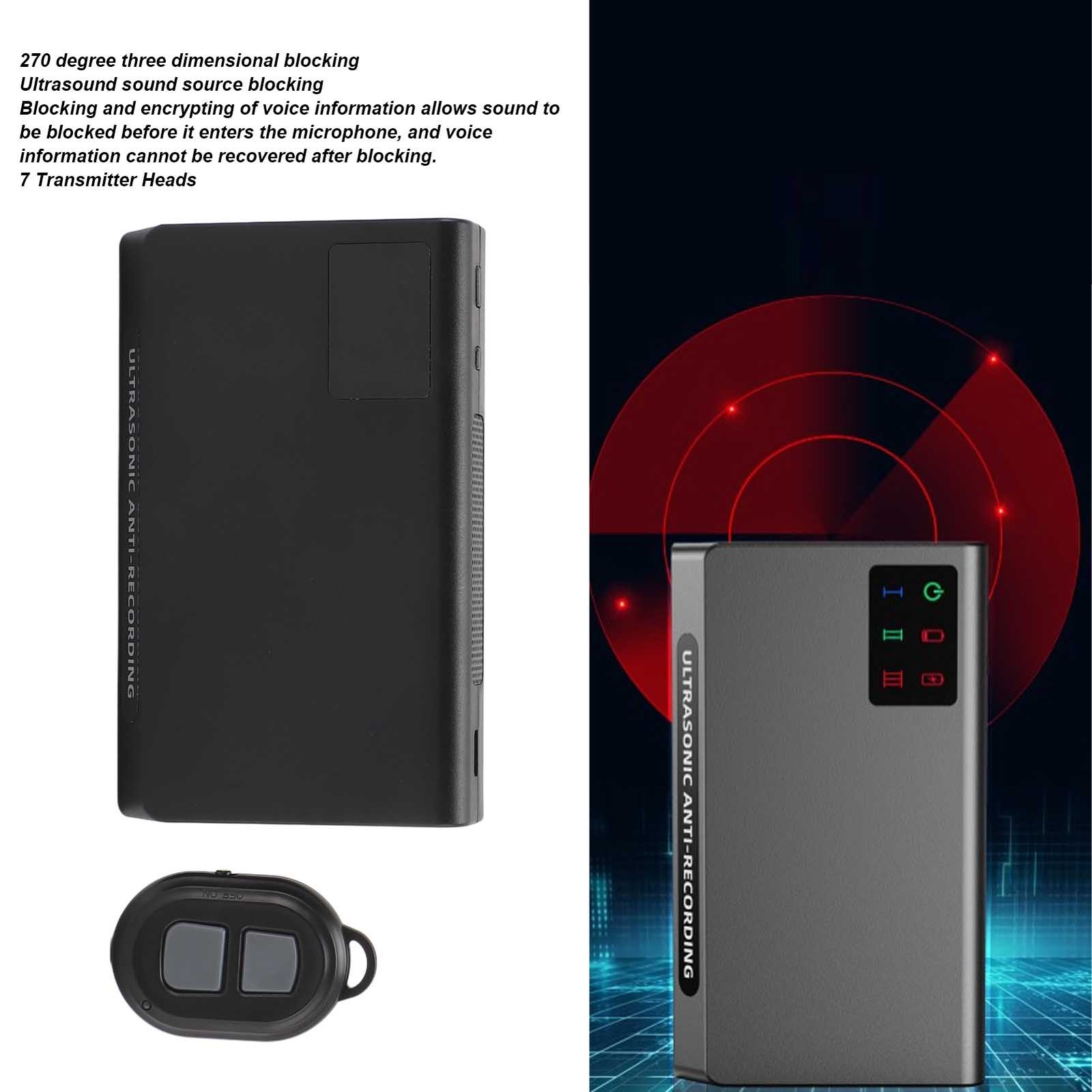 Ultrasound Anti Recording Device 270 Degree Blocking Bug Listening Device