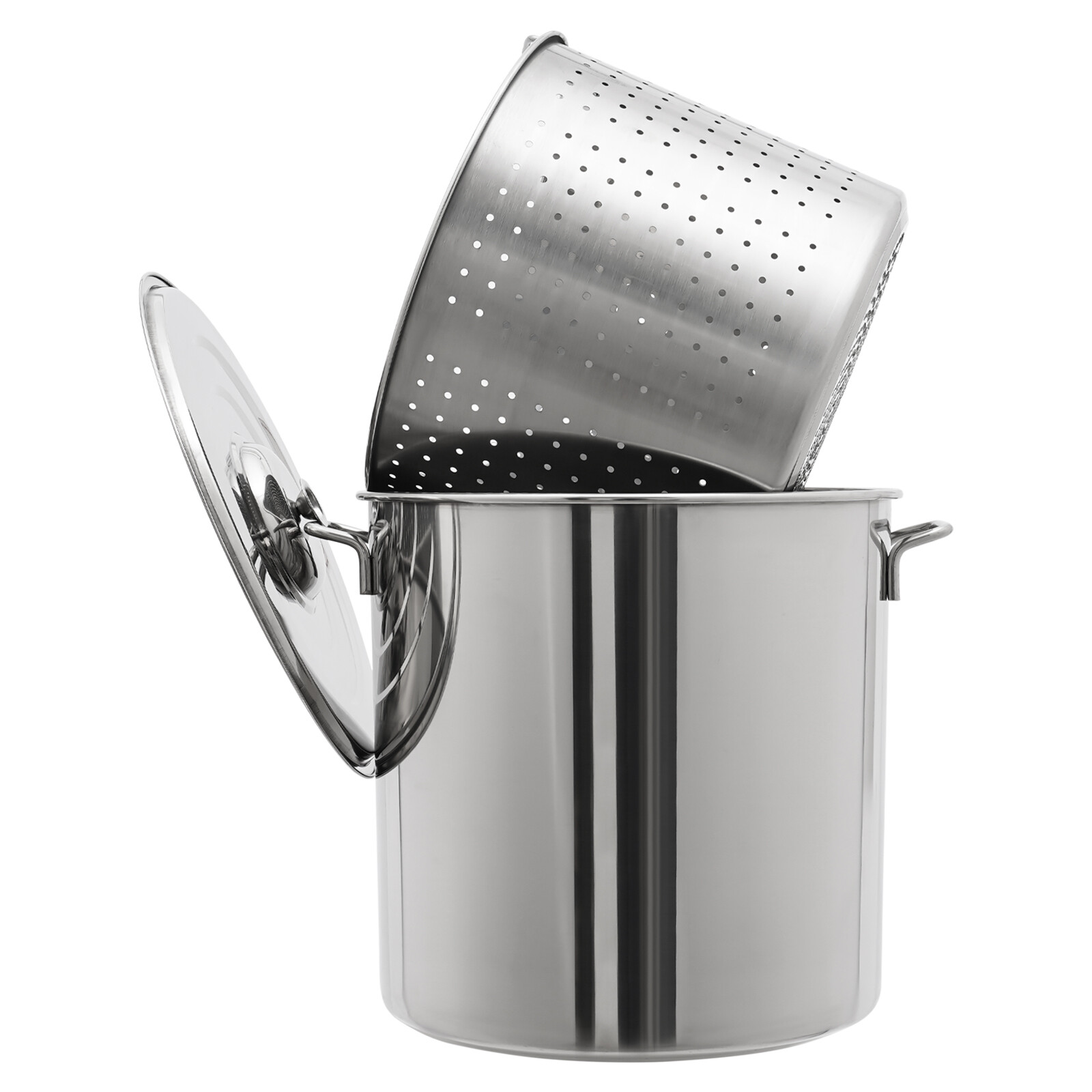 40L/42.27Qt Seafood Boil Pot Stainless Steel Shrimp Boil Stock Pot w/ Basket