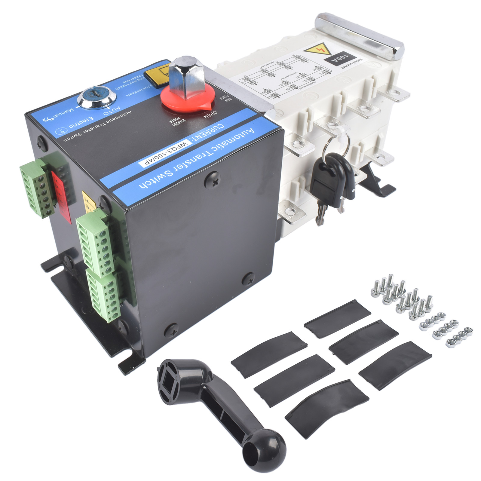 Industrial Automatic Transfer Switch 4P 100A 110V / 220V Auto or Manual Mode