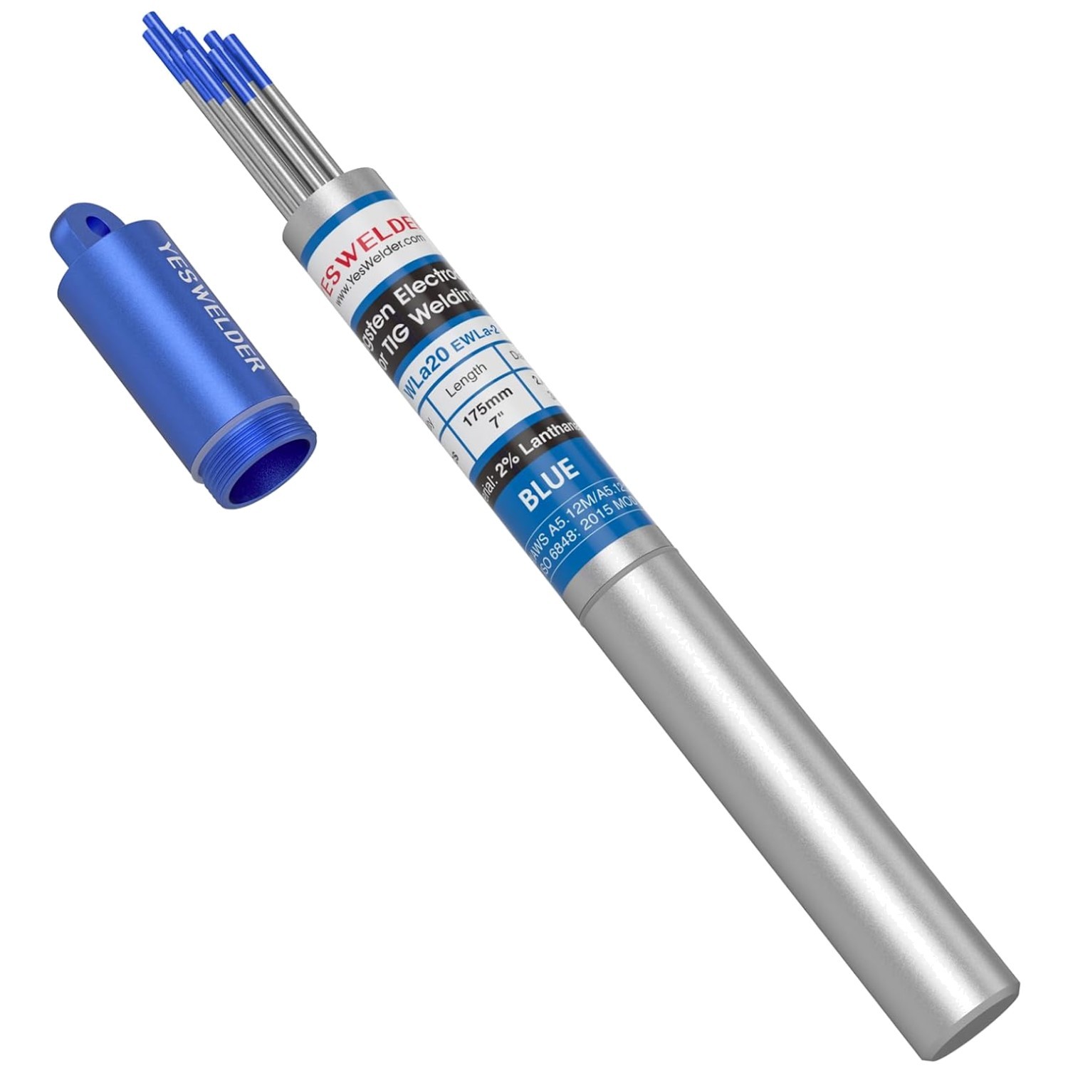 Blue 2% Lanthanated Tungsten Electrode 3/32″ x 7″ – 10 Pack