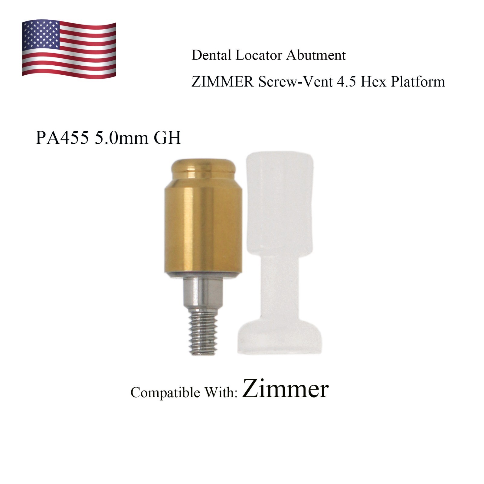 Zest Implant Locator Abutment for Zimmer Screw-Vent 3.5/4.5 Platform 1-5.0mm GH