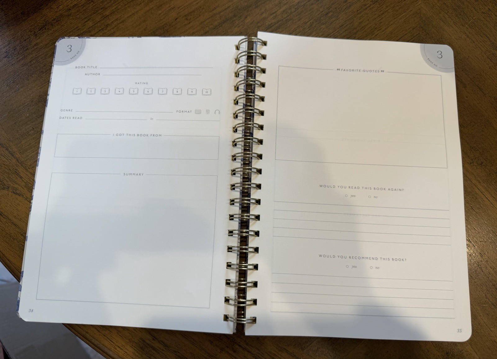 New Papier The Reading Journal Spiral Bound Floral Notebook