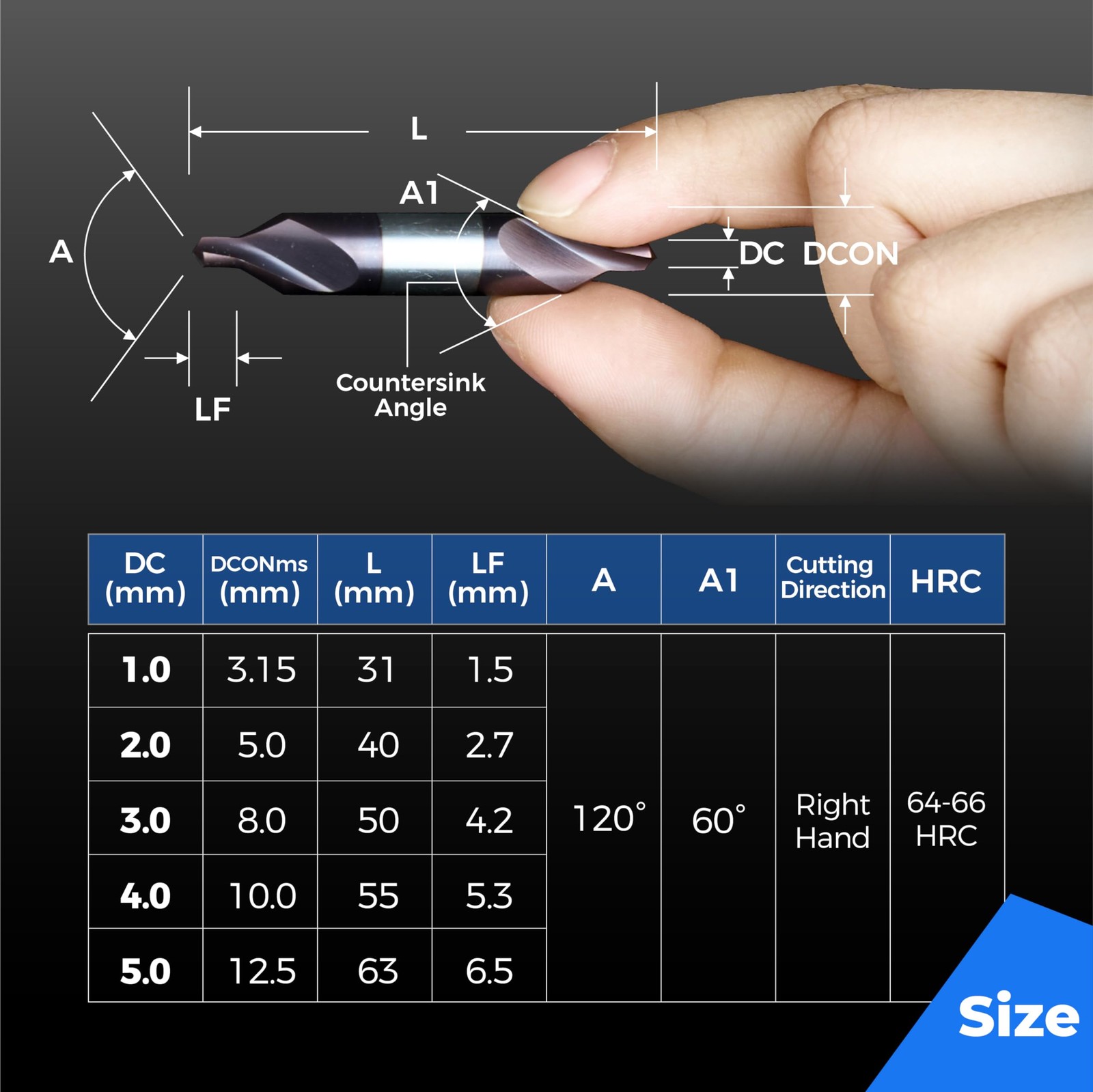Center Drill Bit Set, TiAlN Coated Cobalt M35 HSS Centering Drill Bit