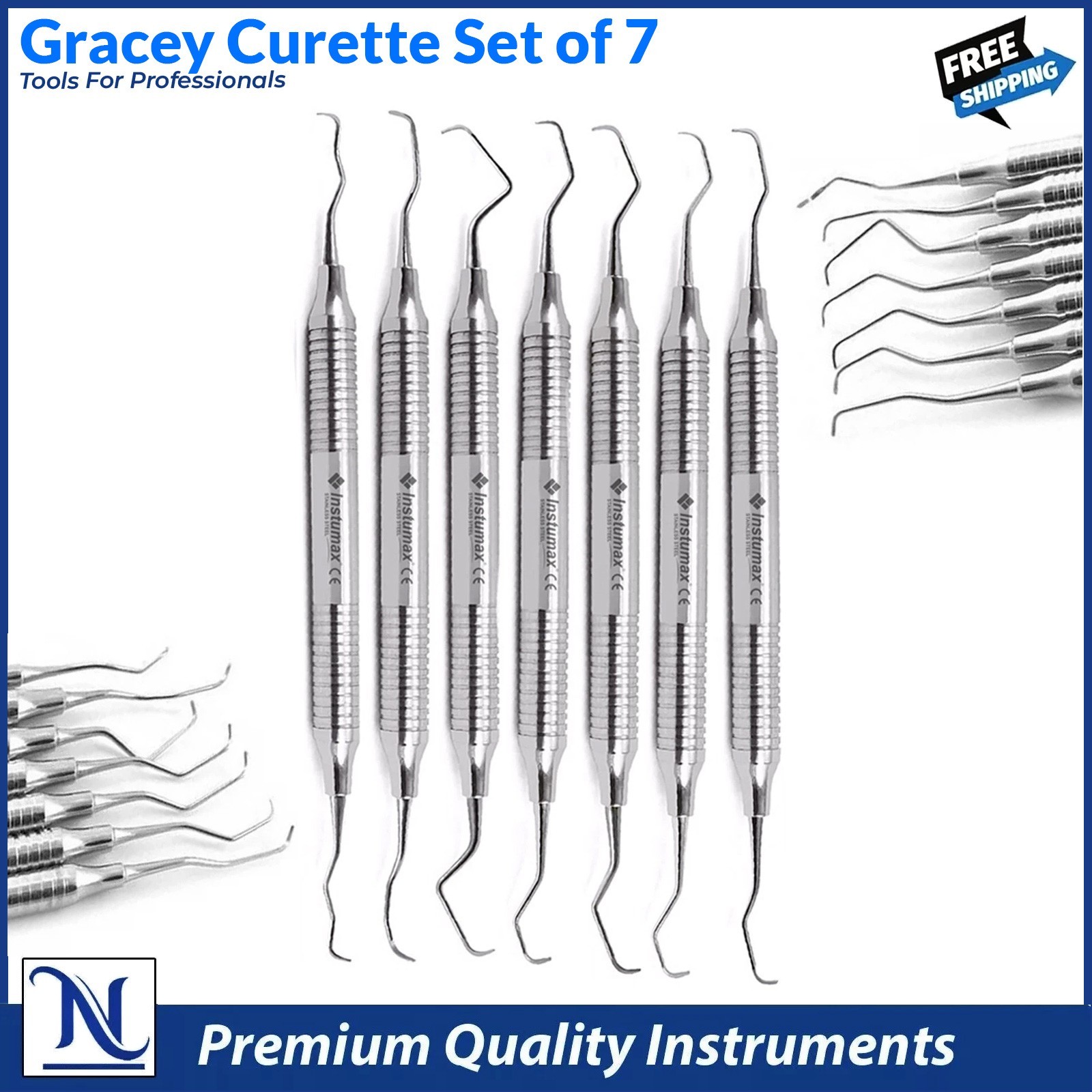 7Pcs Gracey Curettes – Hollow Handle Periodontal Scalers for Root Planing & Deep