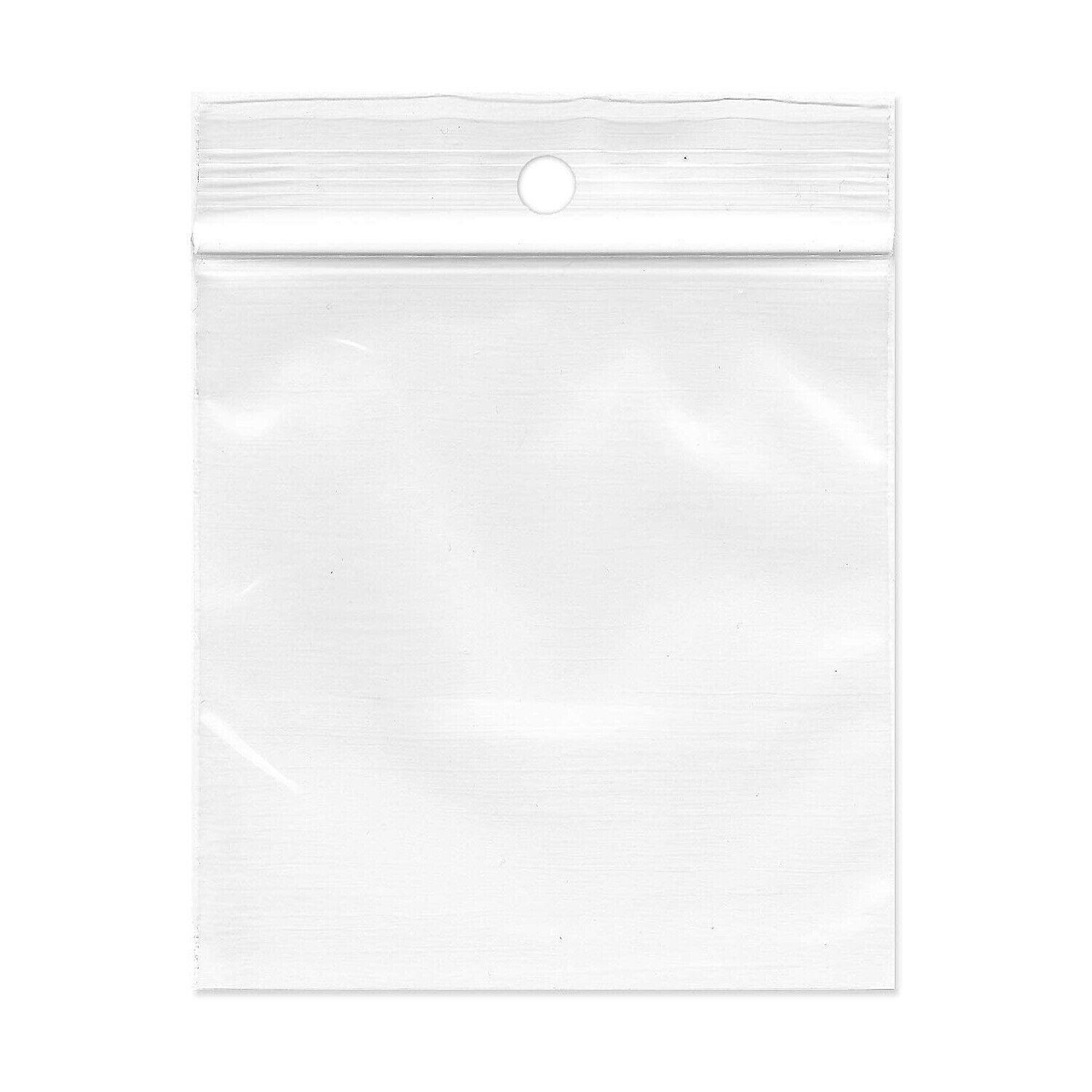 1000 Pack – 2 Mil Reclosable Bag with Hang Hole – 3″ x 4″ (1 Box)