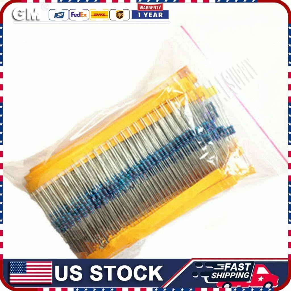 600pcs 30 Values 1/4W Metal Film Resistors Resistance Assortment Kit Set 1% USA