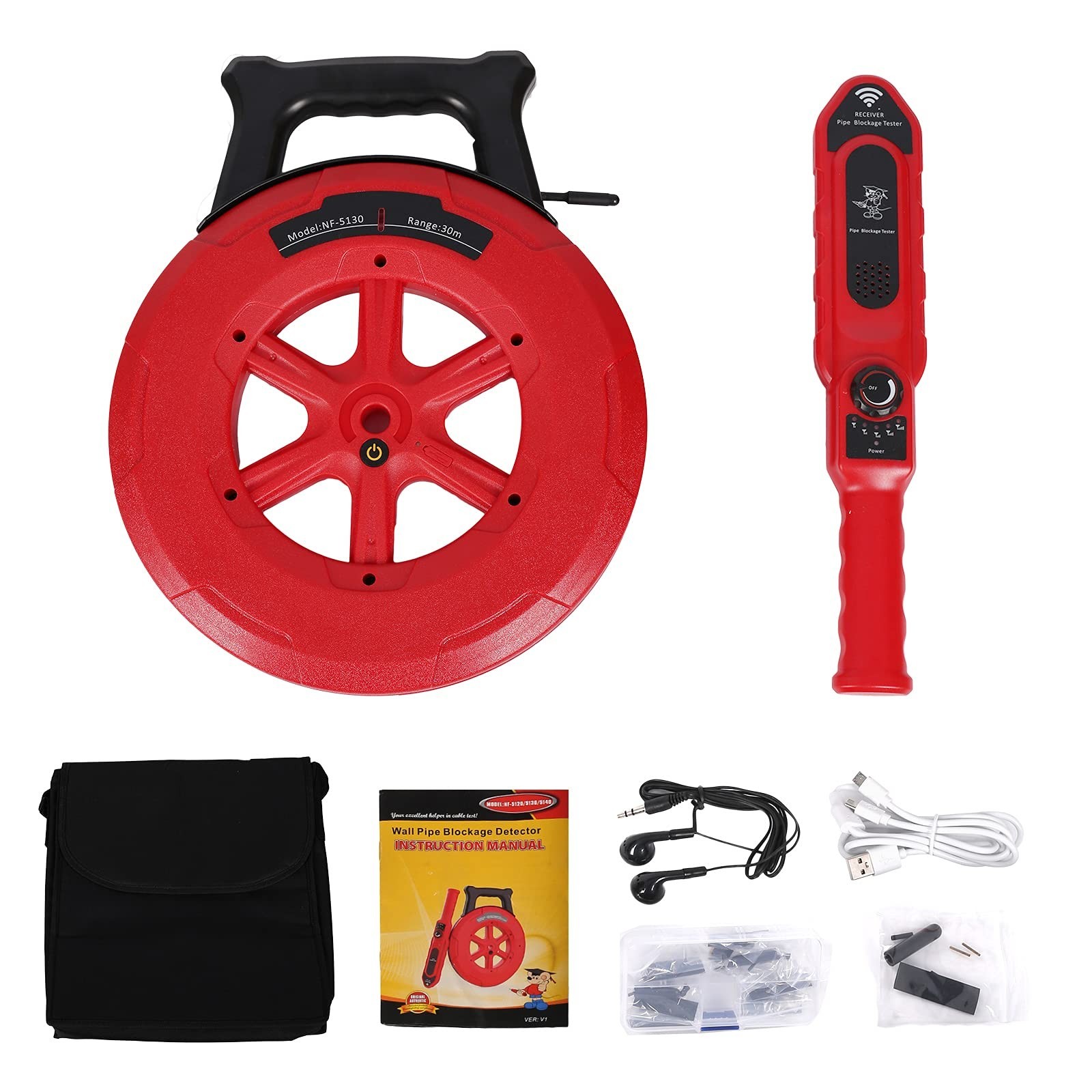 Pipe Blockage Detector – 30M Water Pipe Scanner, Metal & PVC Clogging Tool