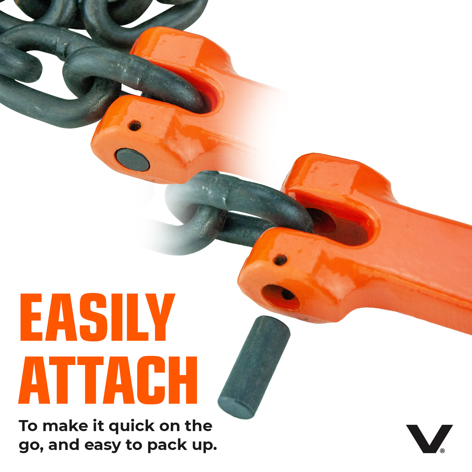 VULCAN G80 Long J Hook Tow Chain – 3/8″ x 8′ – PROSeries – 7100 lbs SWL