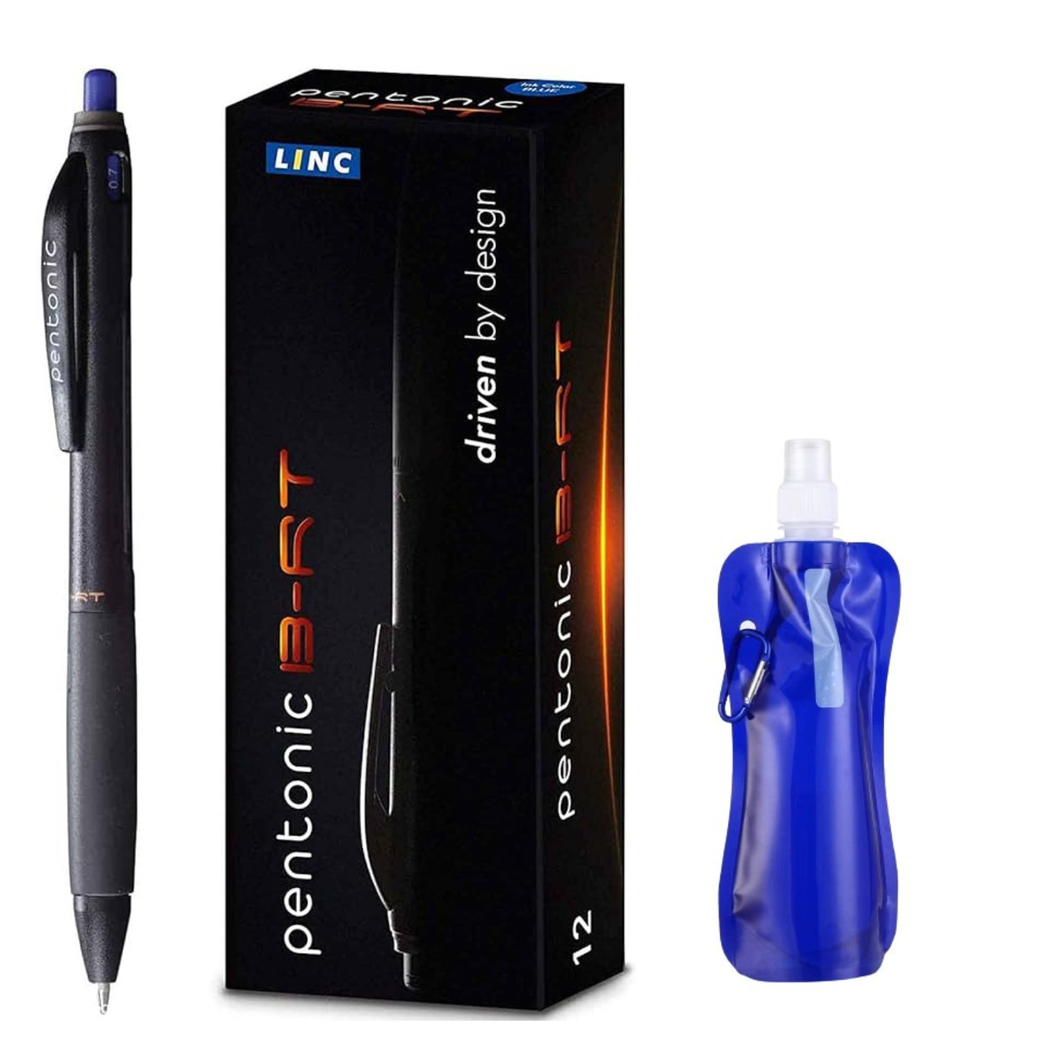 Pentonic School Office Pens Blue Ink 0.7mm 12 Count (1box) with One Bottle
