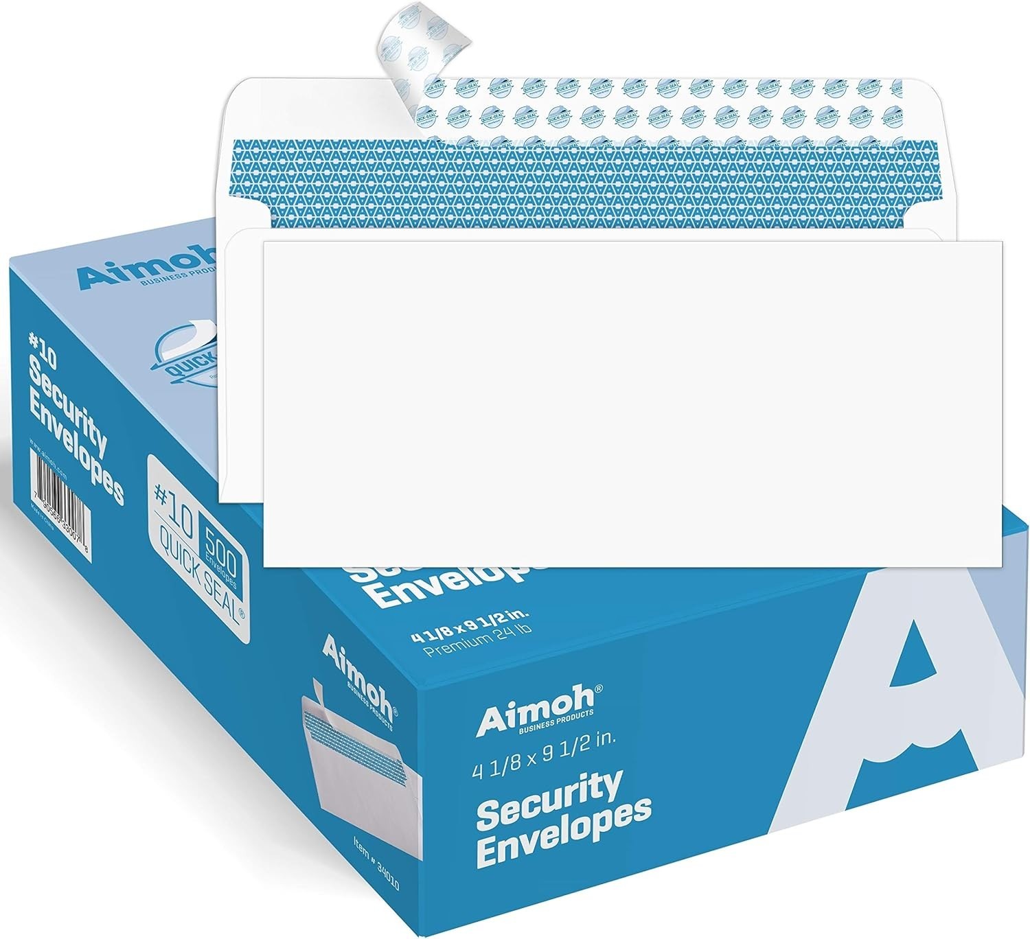 Security Self Seal Envelopes 4.125 x 9.5 Inches White 500 Count Quality