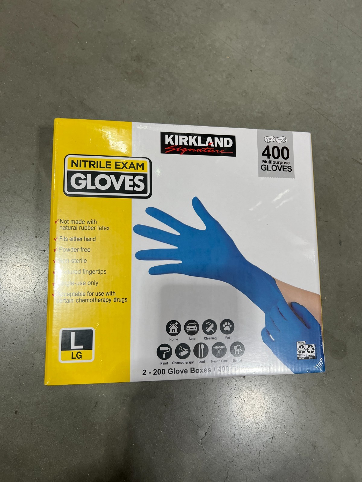Kirkland Signature Nitrile Exam Gloves – 400 PCS -Size: Large