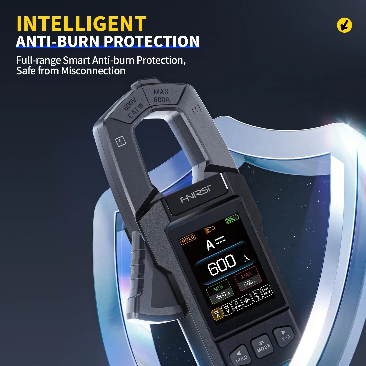 FNIRSI DMC-100 Clamp Meter 10000 Counts TRMS AC DC 600A Digital Multimeter USB