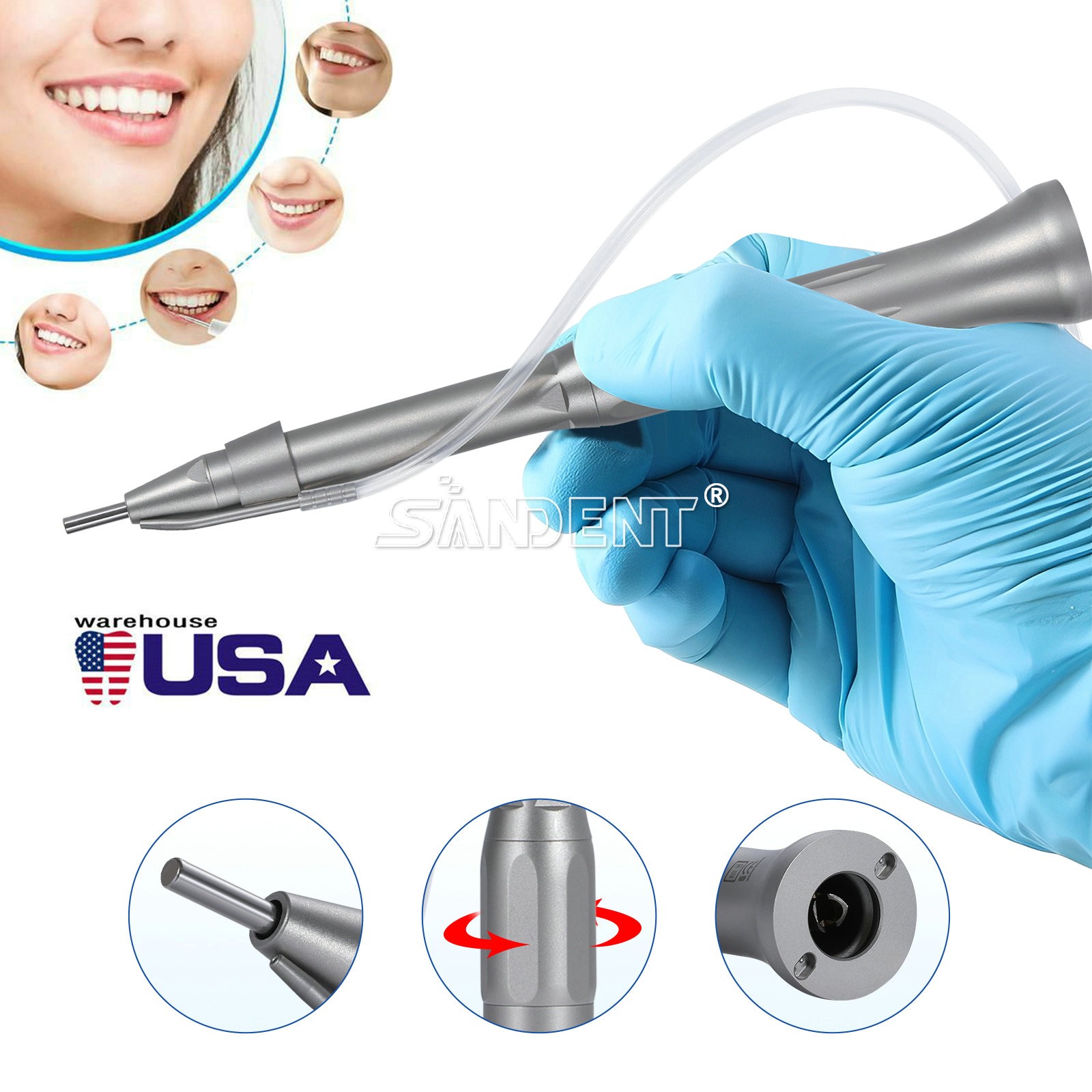 SANDENT Dental Surgical Straight Handpiece 1:1 Direct Drive Micro Surgery E-type