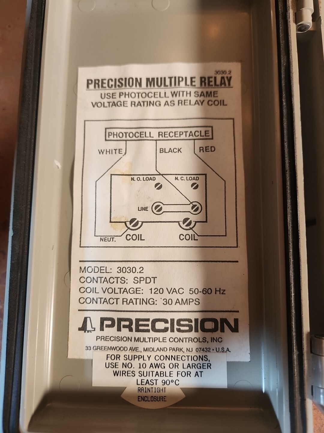 Permatrol MR3030.2 Electromechanical Relays Rain Proof SpDT 30A Photocell