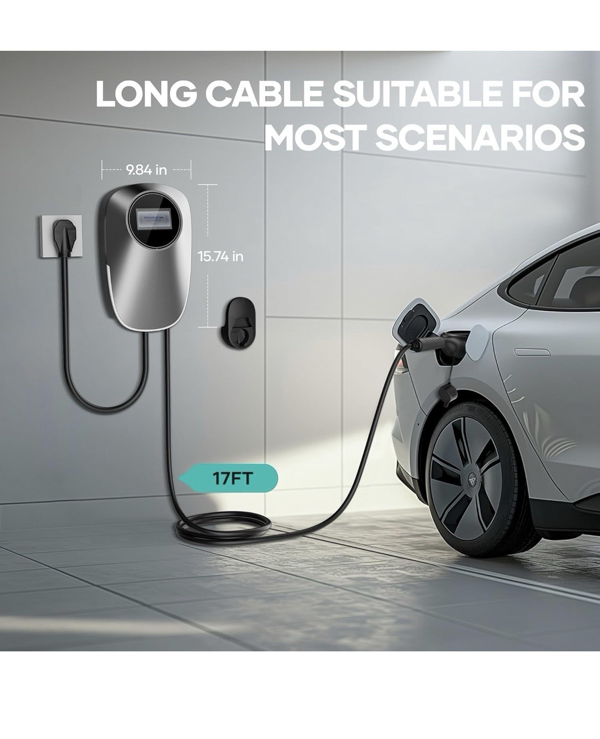 Level 2 EV Charger, J1772 Plug, WiFi APP, 48A, 240V NEMA 14-50 Plug