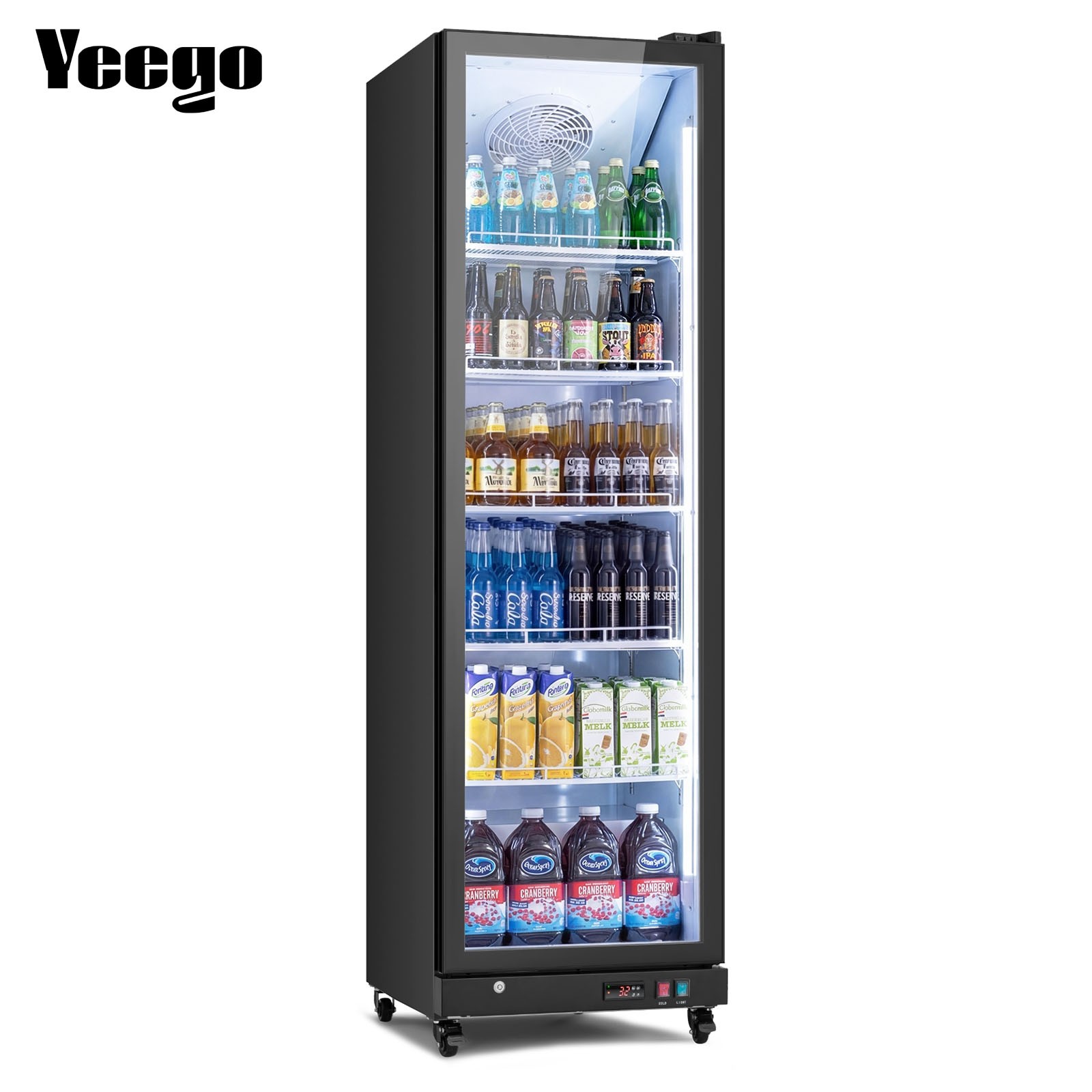Yeego Single Glass Door Merchandiser Refrigerator Beverage Cooler 12.36Cu.ft NEW