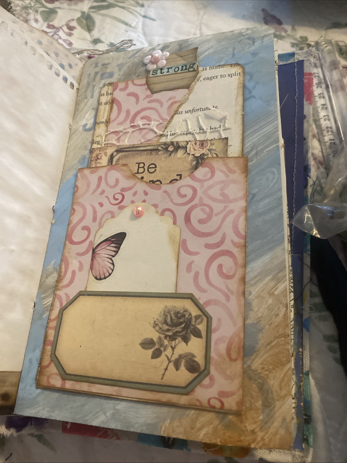 Junk Journal Handmade with pockets, belly bands, tucks journal cards, tags
