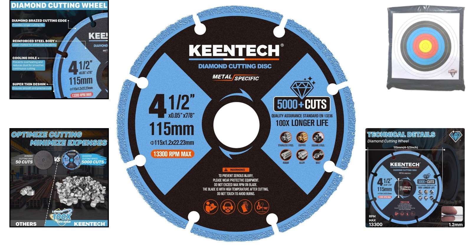 Ultra-Thin 4 1/2 x 7/8 Inch Diamond Cutting Wheel for Effortless Metal Cuts