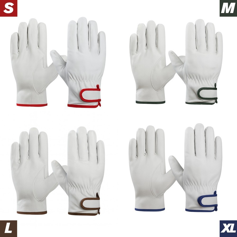 12 Pairs White Goatskin Leather Work Gloves – Heavy Duty, Soft, Adjustable Cuff