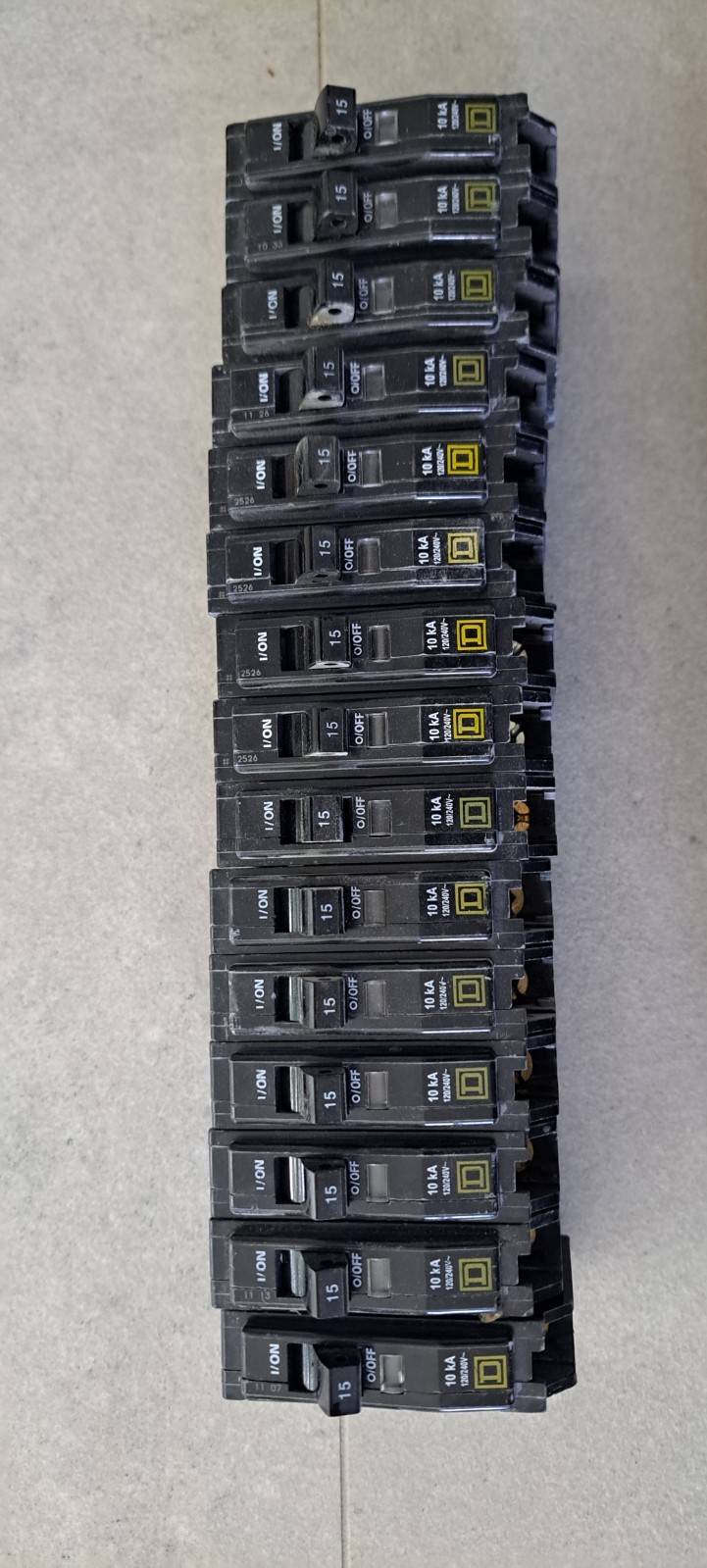 Square D QO breakers: QO2175SB, QO120CP, QO115CP, QO250CP, QO240CP, QO230CP, +