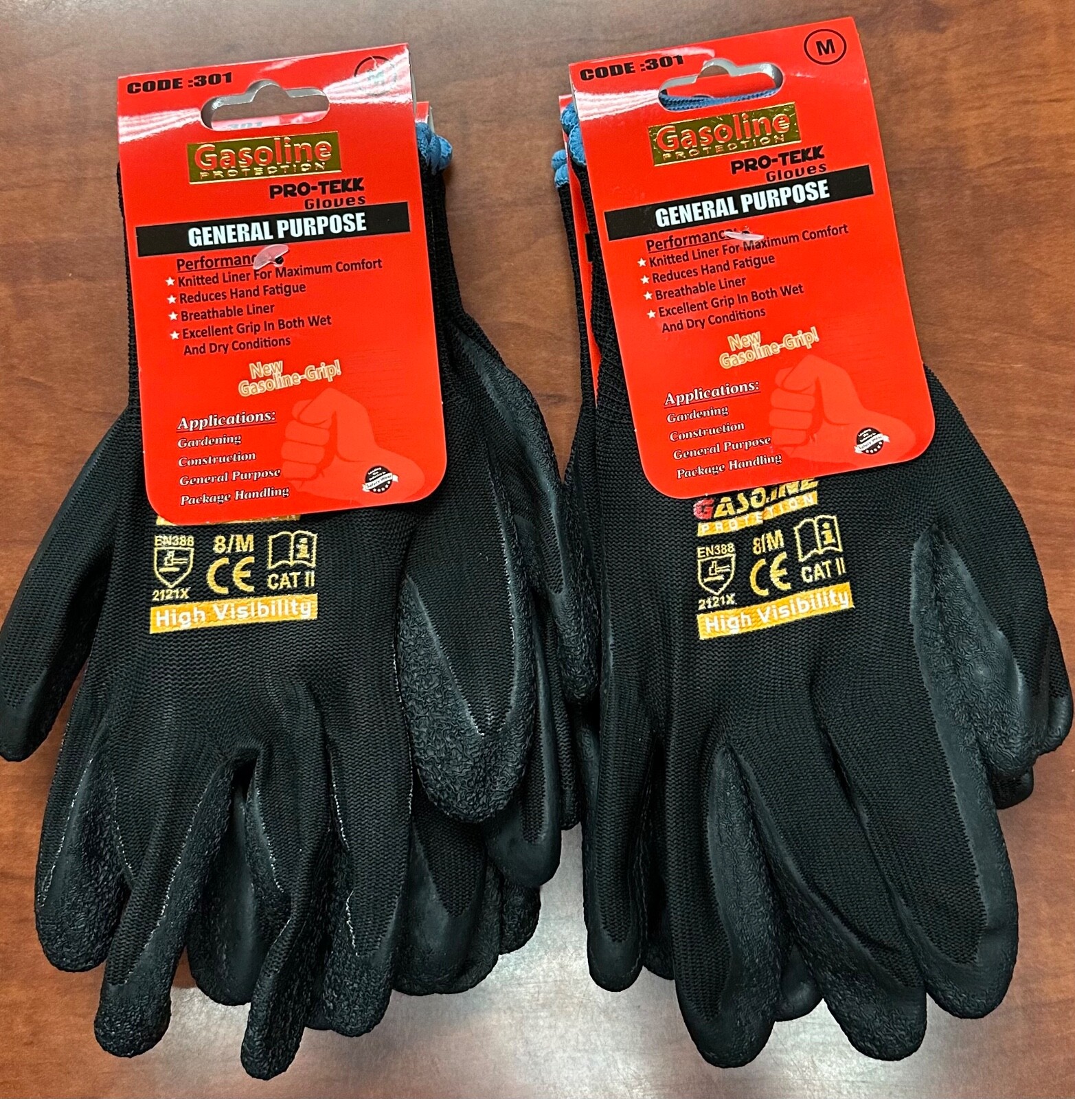 12 Pair Gasoline Black Safety Gloves Latex Coated Grip Cut Resistant
