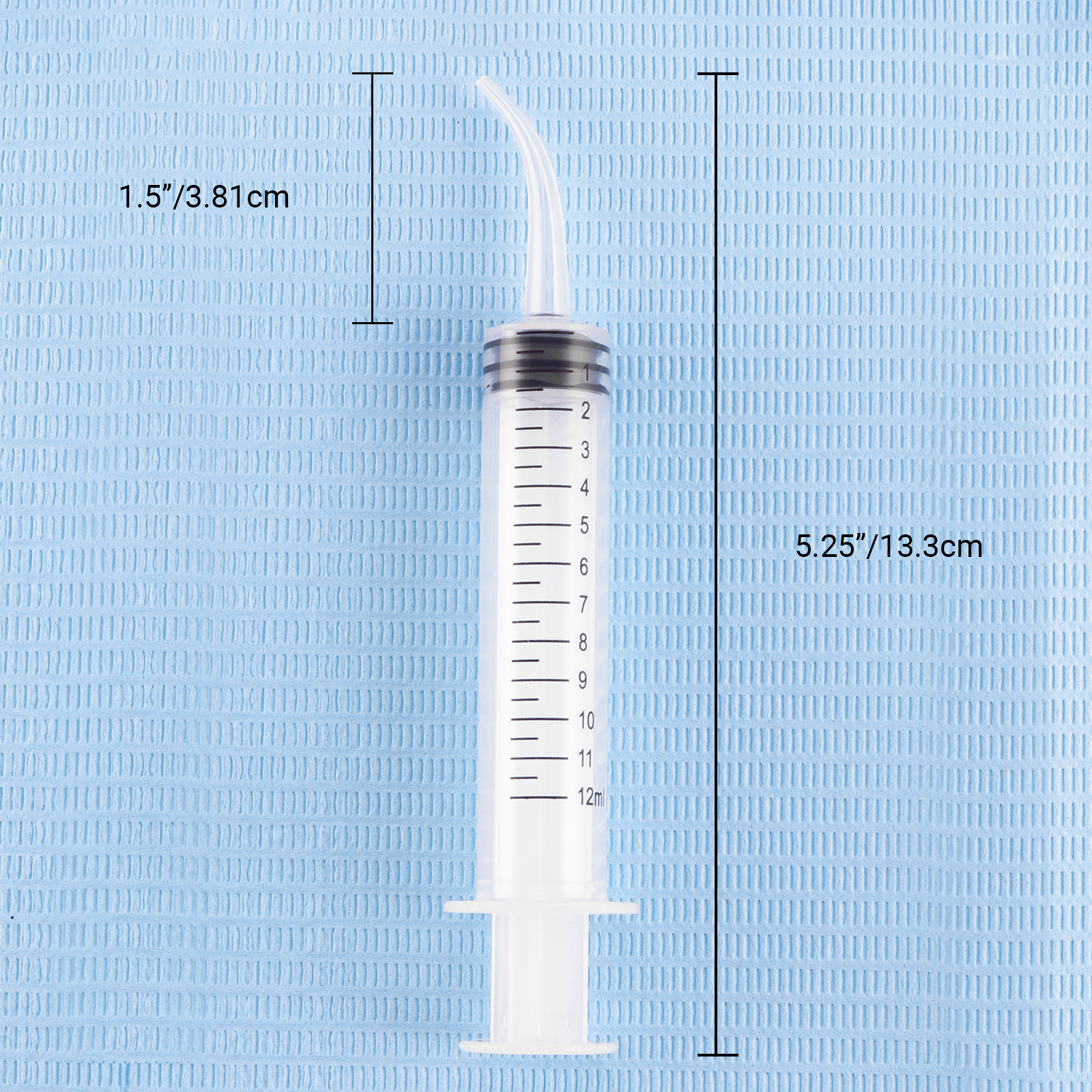 Dental Surgical 12CC Irrigation Syringe Curved Tip with Graduation up to 1000pcs