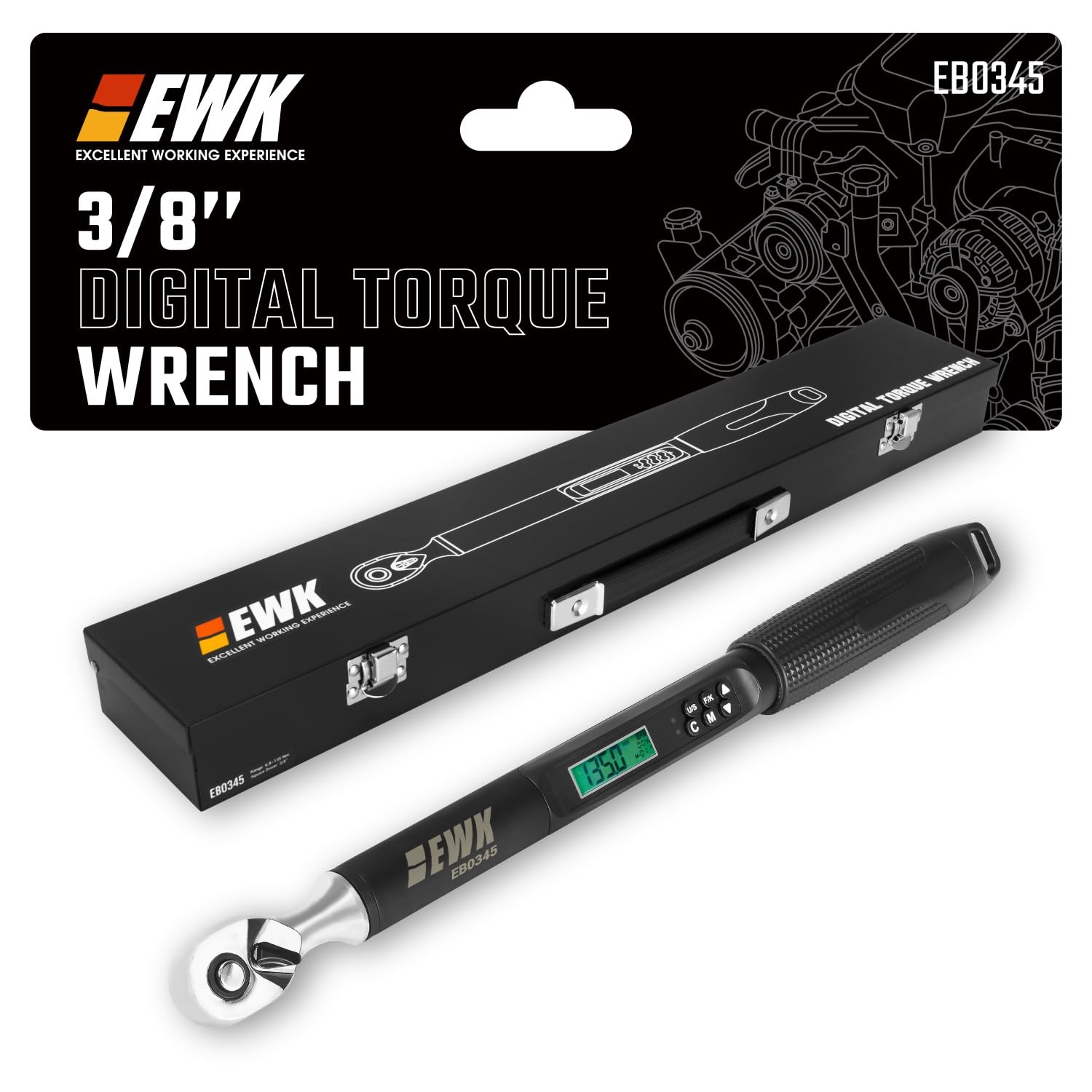 Ewk 3/8 Inch Drive Digital Torque Wrench / Nm Electronic Torque Wrench Led