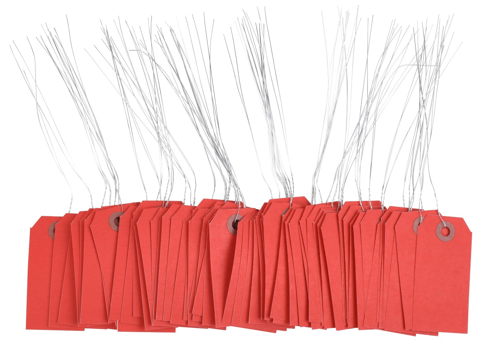 100 Red Tags with Wire 3 1/4 x 1 5/8″ Size 2 Inventory Price Hang Prewired Tag