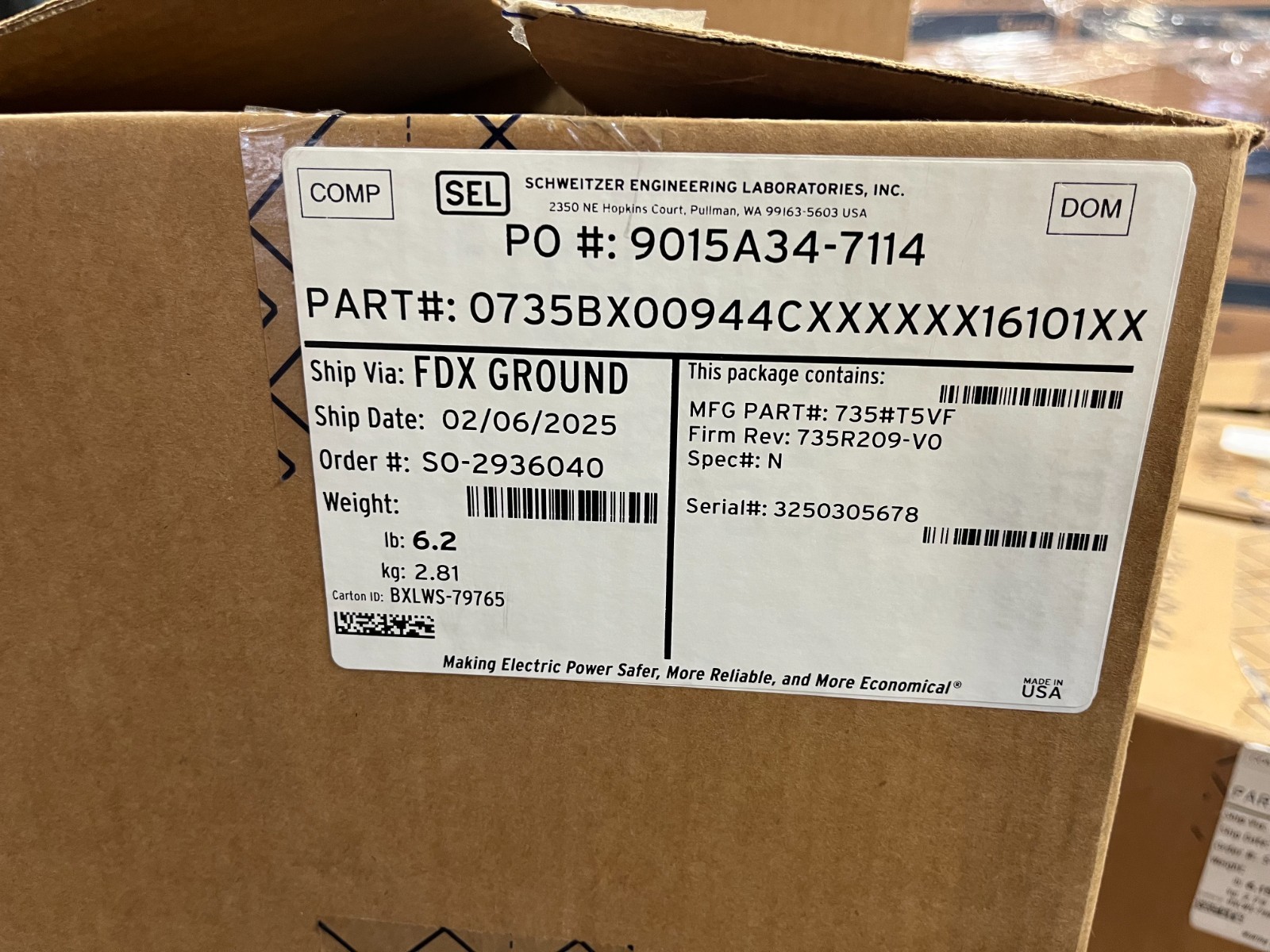 SEL-735 POWER QUALITY AND REVENUE METER 0735BX00944CXXXXXX1601XX NEW OPEN BOX