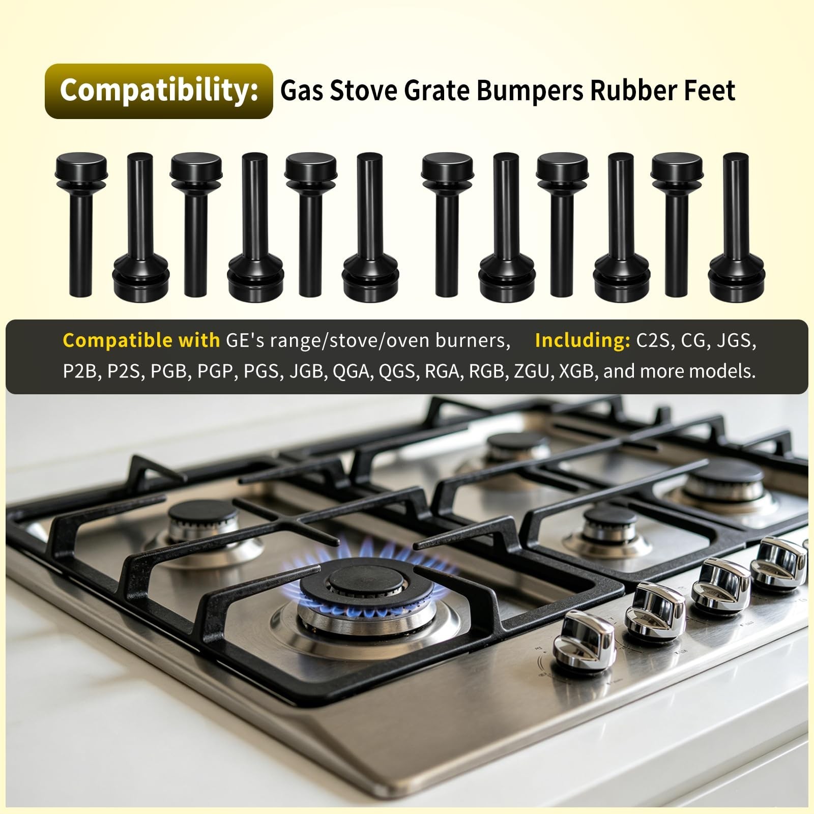 12 Pack WB02X24790 Rubber Stove Grate Feet Fit GE Range Oven Burner | Replace…