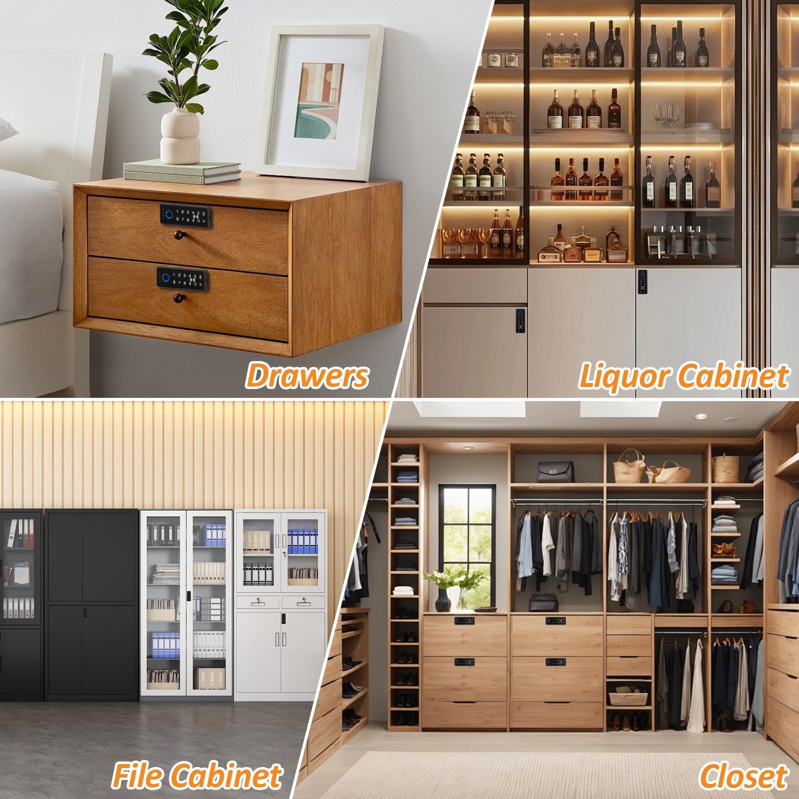 Childproof Smart Cabinet Lock with Fingerprint and Passcode, Liquor File Cupb…