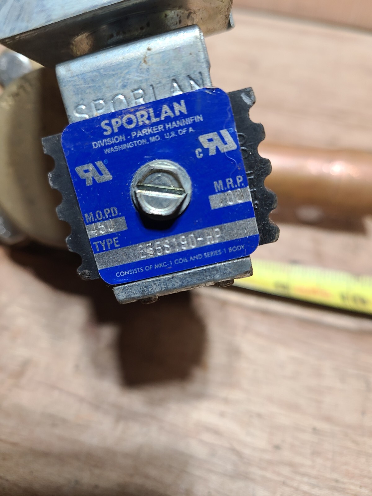 Sporlan E35S190-HP Solenoid Valve With 120 Vac Coil. 1-1/8” ODF,