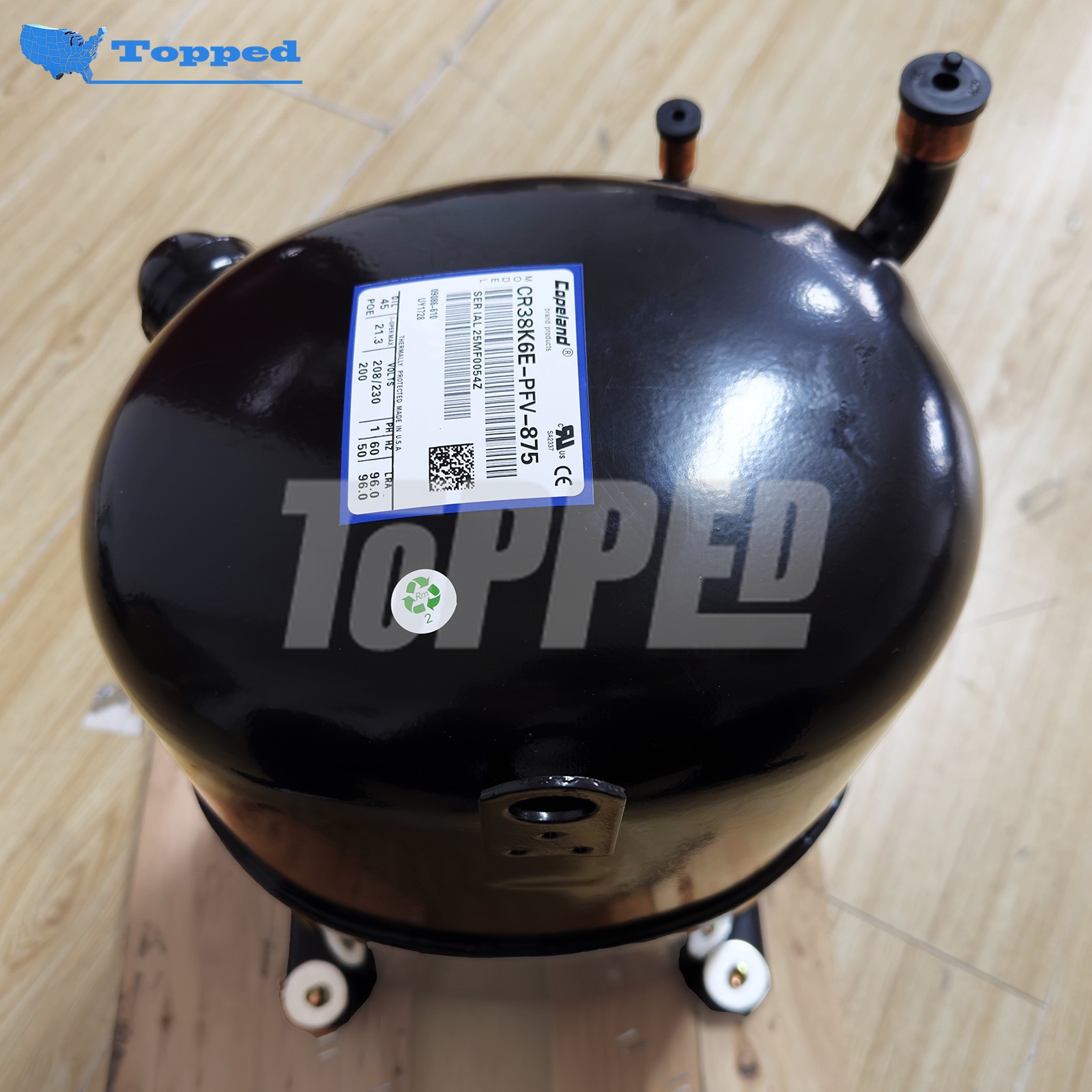 New Scroll Compressor 208-230V 1PH 3.2 Ton R-22 for Copeland CR38K6E-PFV-875