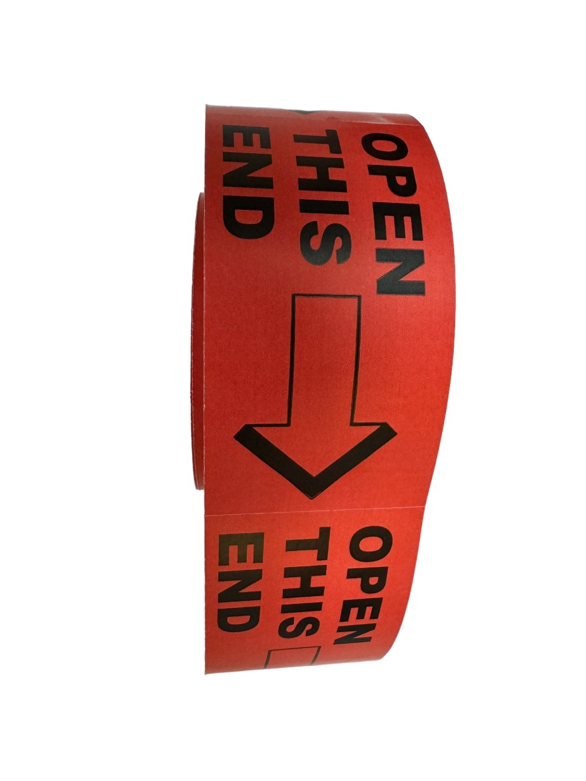 2×4 (Red/Blk) Open This End Labels Arrow Shipping Peel & Stick (2) RLS of 500 EA