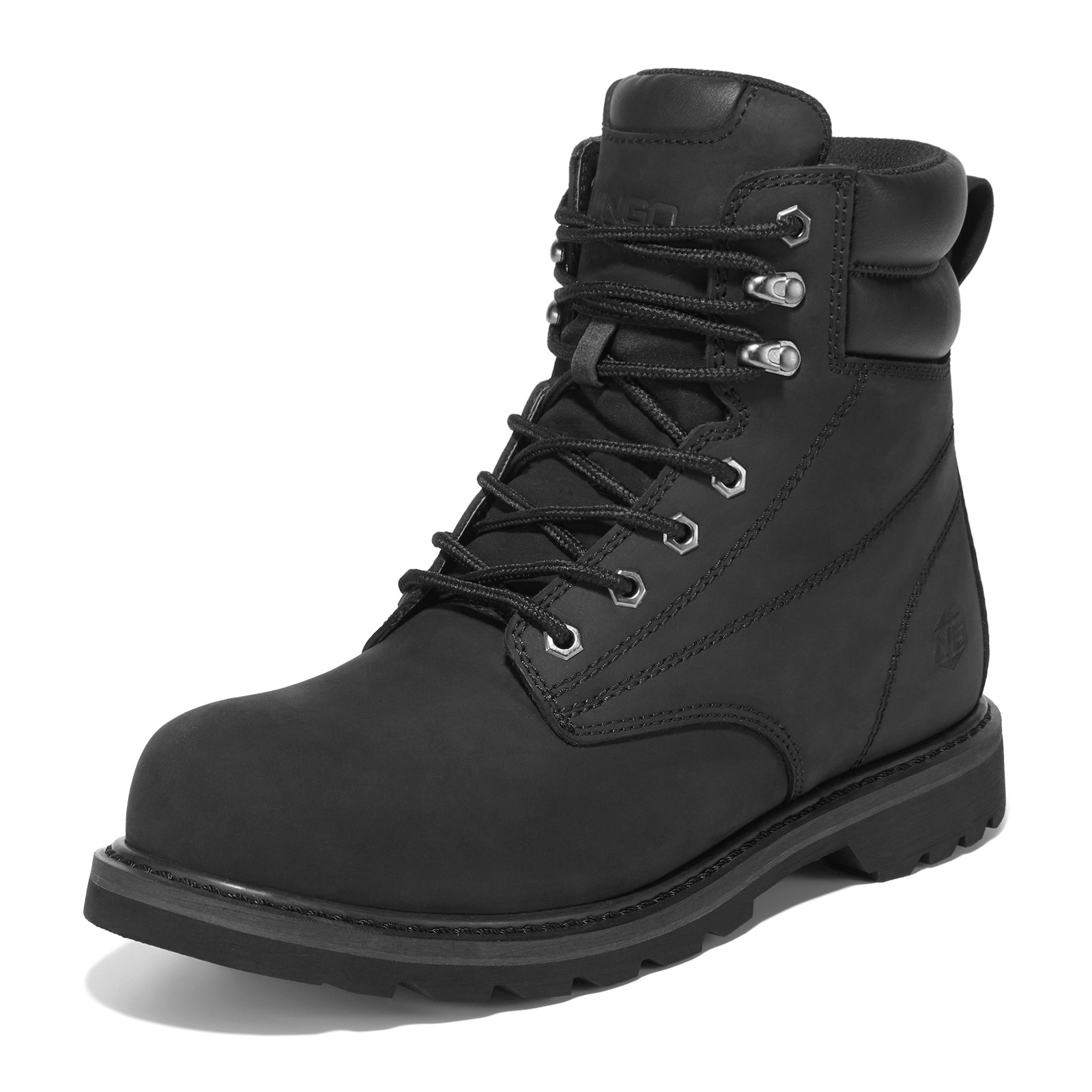 NINGO 6” Men Leather Safety Work Boot Steel/Soft Toe Lace Up Trail Hiking Shoes