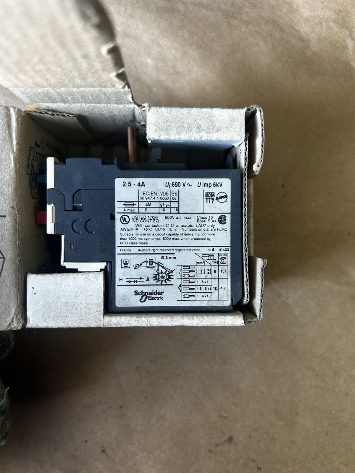 Schneider Electric LRD10 thermal overload relay – 4 to 6 AMPS