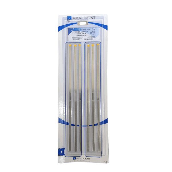 Microdont Stainless Steel Diamond Strips 4.0mm Double Sided, Gapped MED 6/Pk