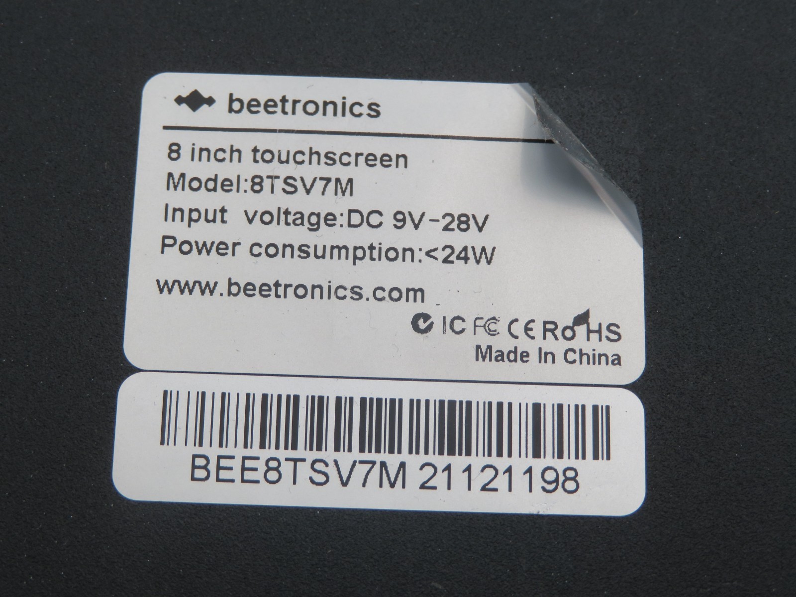 Beetronics 8” Touchscreen Monitor 4:3 Model 8TSV7M – For Repair or Parts