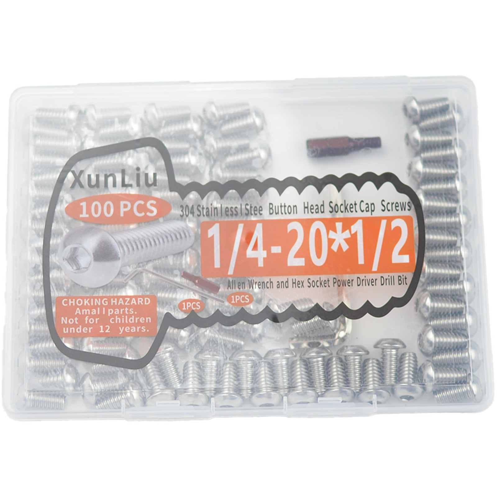 1/4-20X1/2 Button Head Socket Cap Screws, 304 Stainless 1/4-20X1/2, Silver
