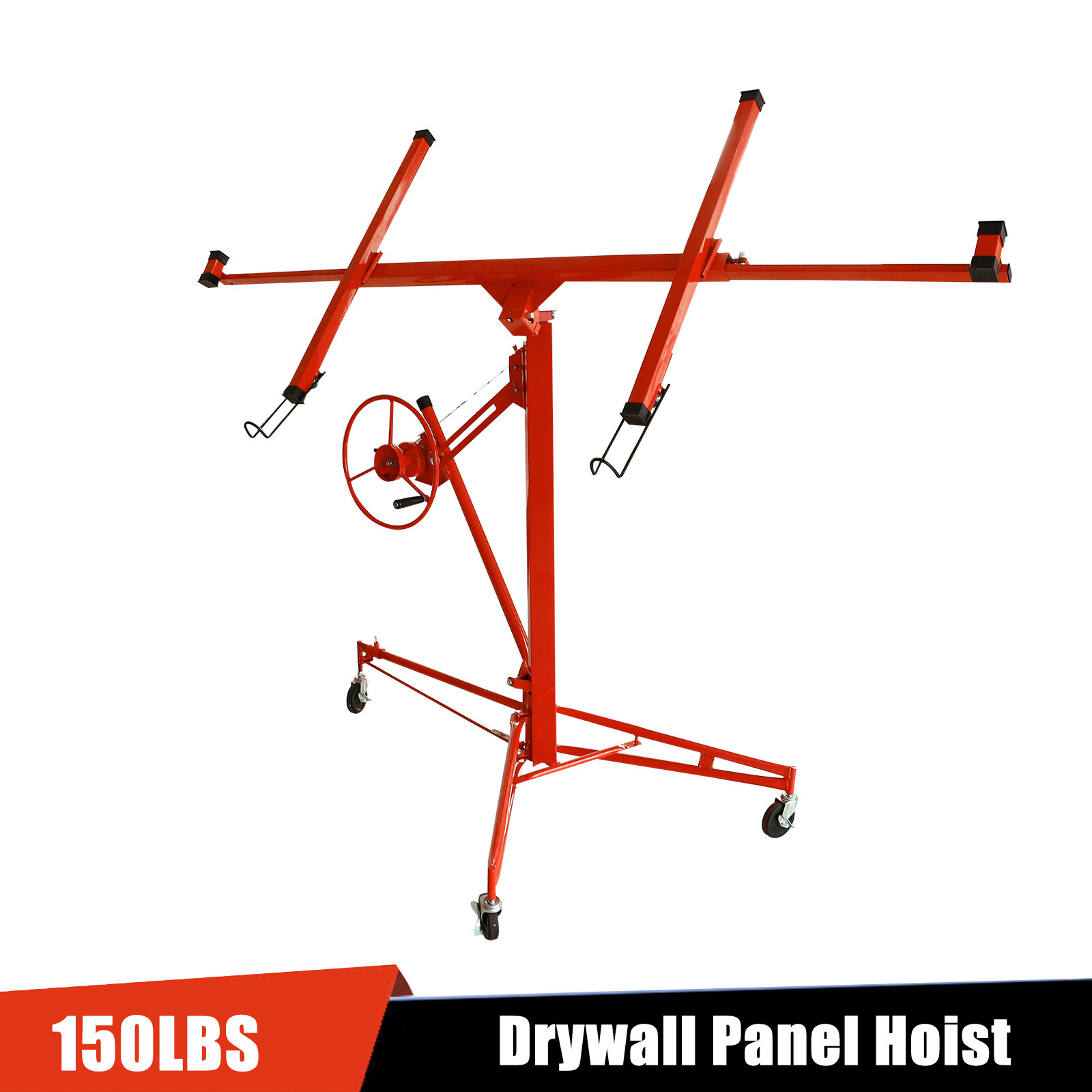 11FT Drywall Lifter Panel Hoist Jack Rolling Caster Construction Lockable 150lbs