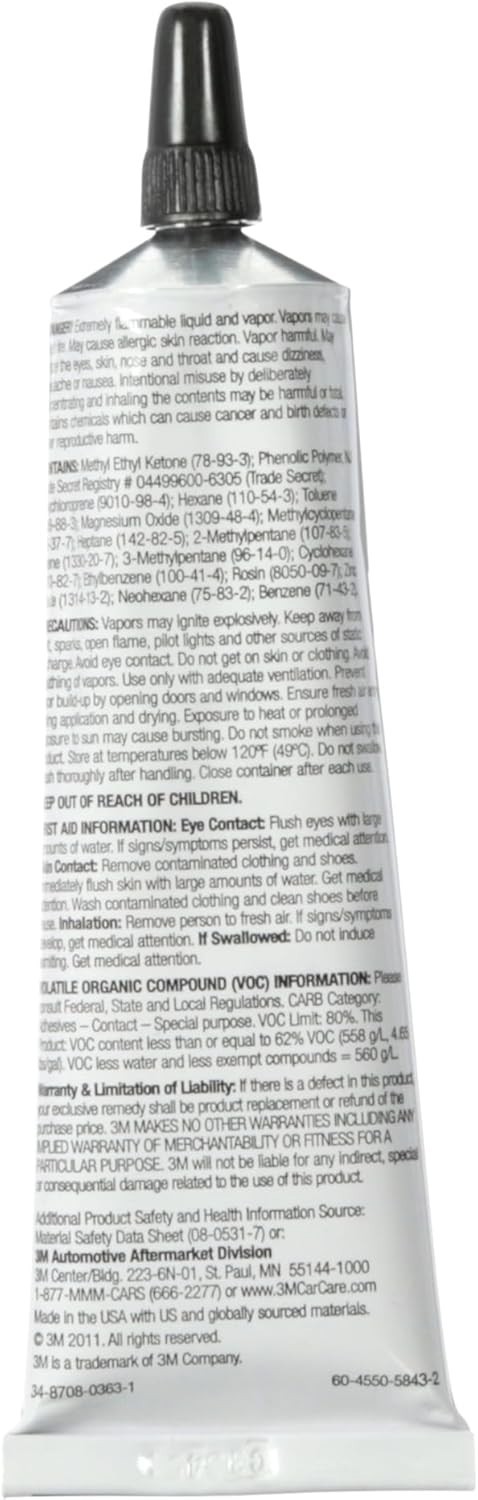 3M Super Weatherstrip and Gasket Adhesive, 08581, Black, 2 fl oz Tube, 1 Per Pac