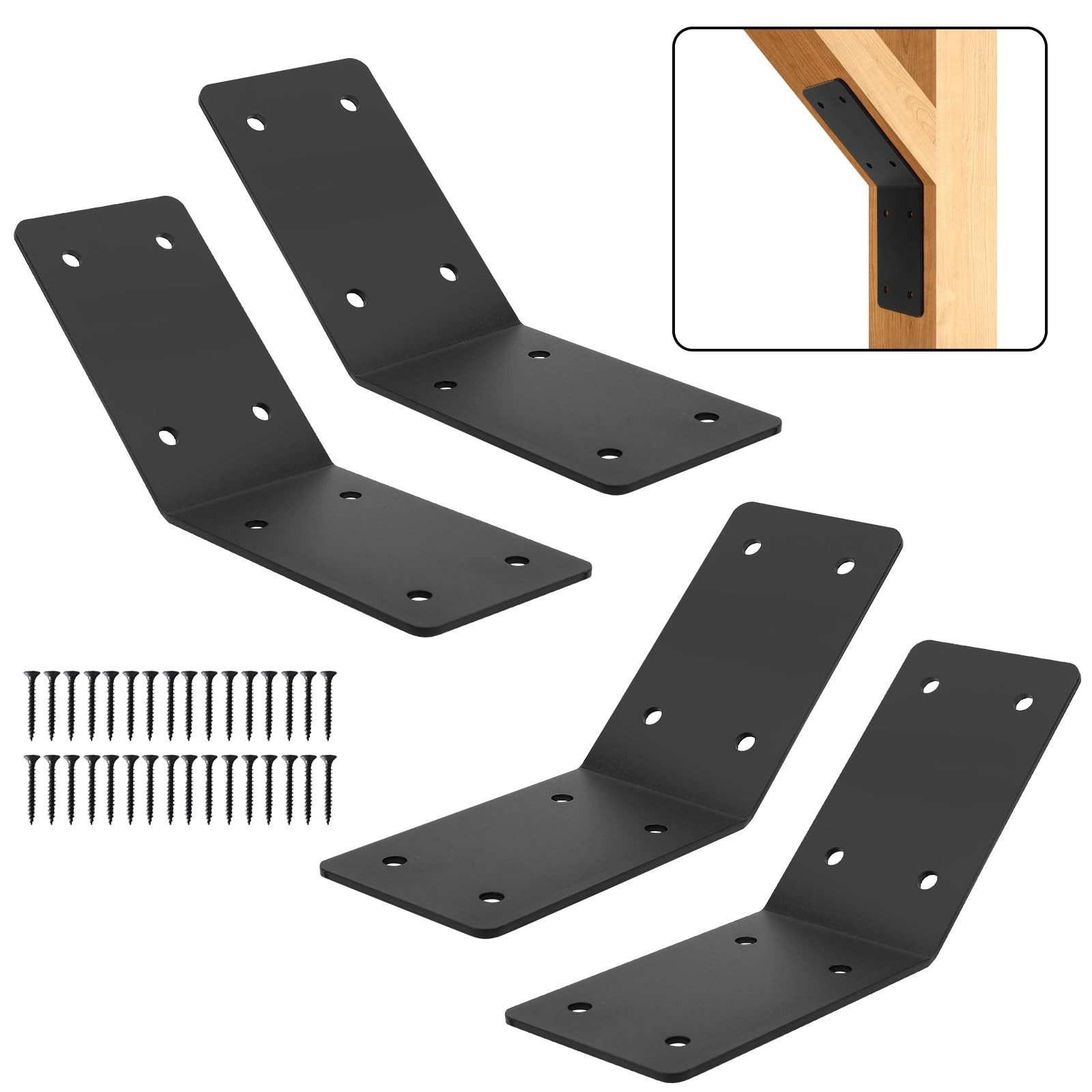 4 Pcs Inside Mount 45-Degree Angle Bracket,5″x 5″x 3″ Heavy Duty Corner Brace…