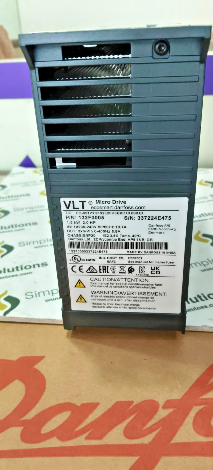 1PC-Danfoss 132F0005 FC-051P1K5S2E20H3BXCXXXSXXX 1.5KW/2.0 HP Micro Drive FC-51