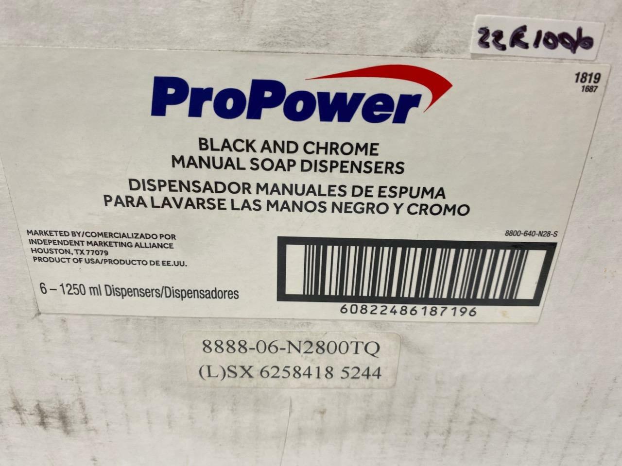ProPower Manual Soap Dispenser 6-1250mL Black And Chrome