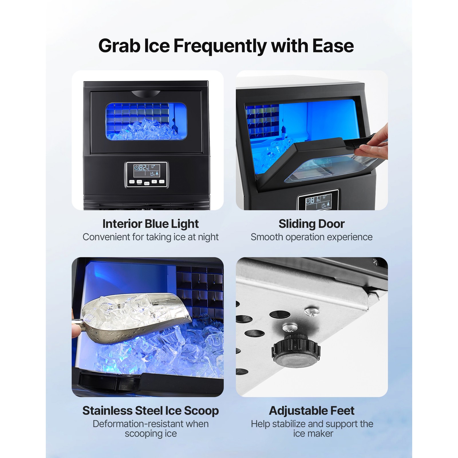 Uimoso Commercial Ice Maker 80lbs/24h with 12Lbs Storage for Bar and Restaurant