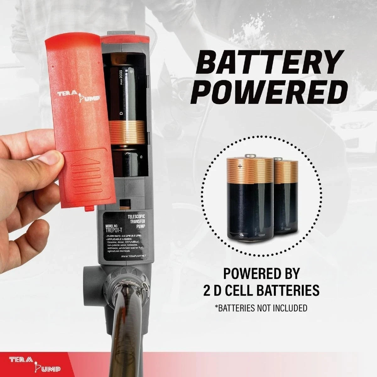 Tera Pump TREP01-T / 20082, Battery Powered Fuel Can Transfer Pump, 2.4 GPM